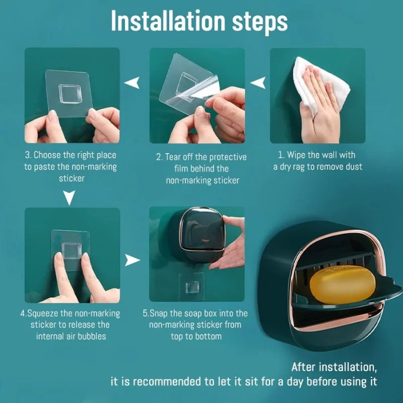 Luxury Soap Holder | Self-Adhesive Wall-Mounted Soap Case with Lid