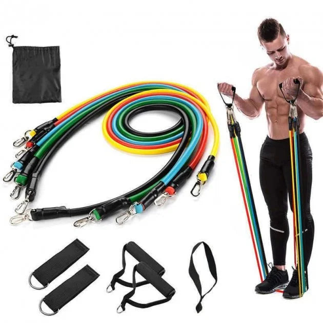 11 Piece Power Resistance Band Set Strength Training Yoga Sports Fitness Band Equipment For Men And Women - Chaudhary Brand Store 