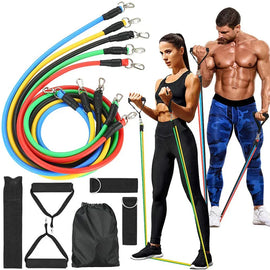 11 Piece Power Resistance Band Set Strength Training Yoga Sports Fitness Band Equipment For Men And Women - Chaudhary Brand Store 