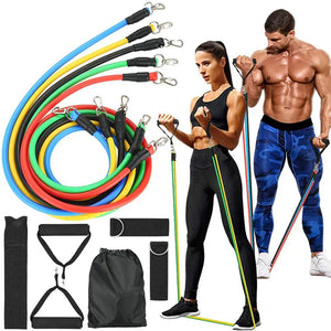 11 Piece Power Resistance Band Set Strength Training Yoga Sports Fitness Band Equipment For Men And Women - Chaudhary Brand Store 