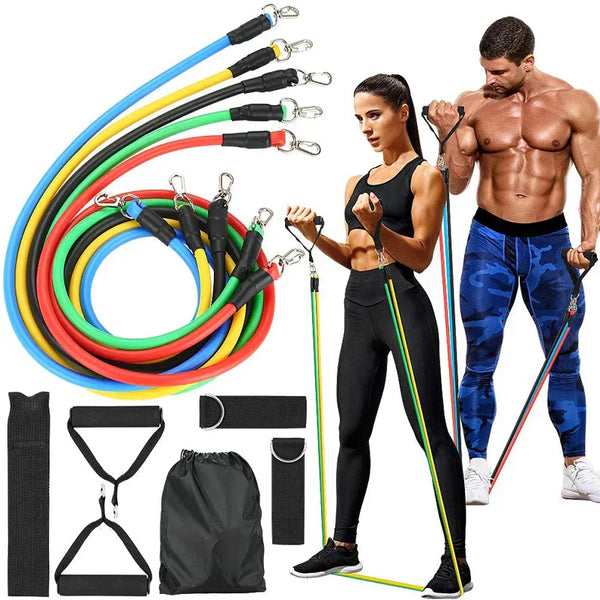 11 Piece Power Resistance Band Set Strength Training Yoga Sports Fitness Band Equipment For Men And Women - Chaudhary Brand Store 