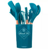 12 Pcs Silicone Kitchen Utensil Set – Non-Stick Cooking Tools with Wooden Handle