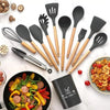12 Pcs Silicone Kitchen Utensil Set – Non-Stick Cooking Tools with Wooden Handle