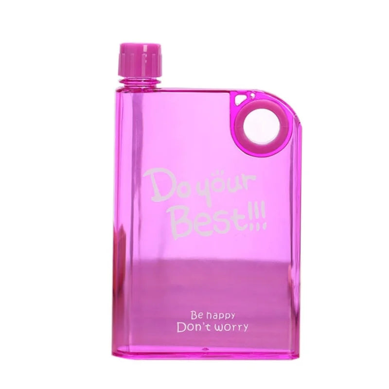 Ultra Slim Notebook Style Water Bottle 380ml | Portable Memo Bottle for Travel, School & Office