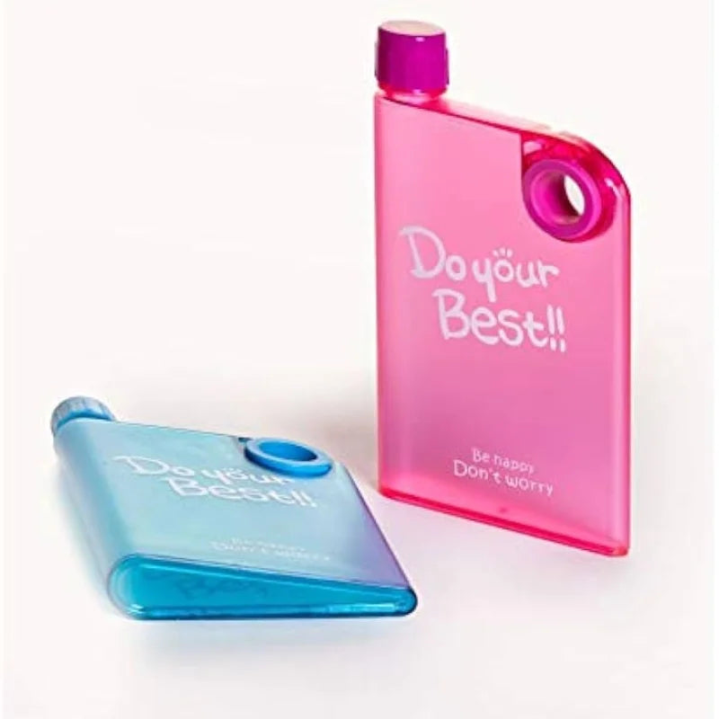 Ultra Slim Notebook Style Water Bottle 380ml | Portable Memo Bottle for Travel, School & Office