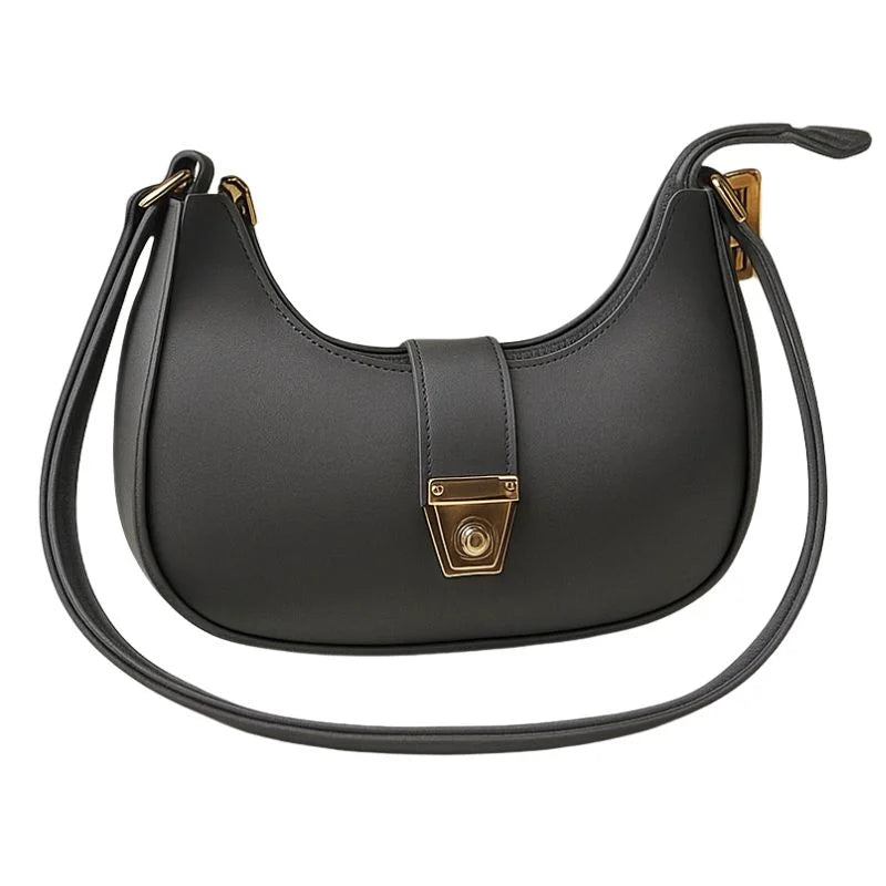 Crescent Luxury Faux Leather Shoulder Bag |  Elegant Handbag for Women