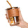 Bamboo Joint Glass Cup with Lid & Straw | 13oz Can-Shaped Tumbler with Leather Sleeve