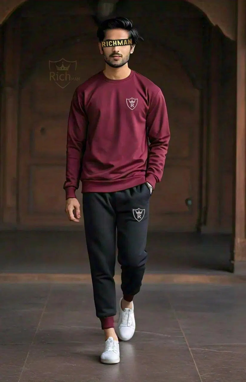 2 Pcs Unisex Fleece Plain Track Suit - Chaudhary Brand Store 