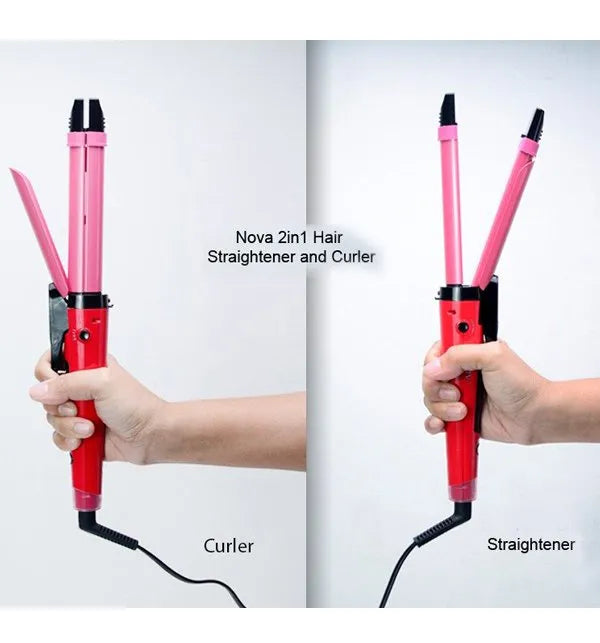 2 In 1 Nova Hair Straightener And Hair Curler Quick Heat-up Technology