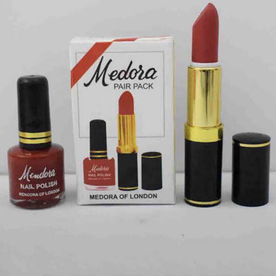 Medora 2 in 1 Lipstick & Nail Polish Combo – Premium Beauty Deal with Matching Shades, Includes 1 Lipstick & 1 Nail Polish (Shade Red, Maroon) - Chaudhary Brand Store 
