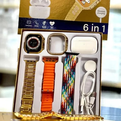 H9 Ultra 2 Smart Watch – Original Full Display with AirPods 3 Model BT, Watch Cover & Straps (6 in 1 Set)