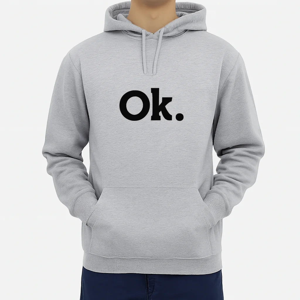 New Summer Collection Full Grey Hoodie – “OK” Printed for Girls & Boys (Extra Large)