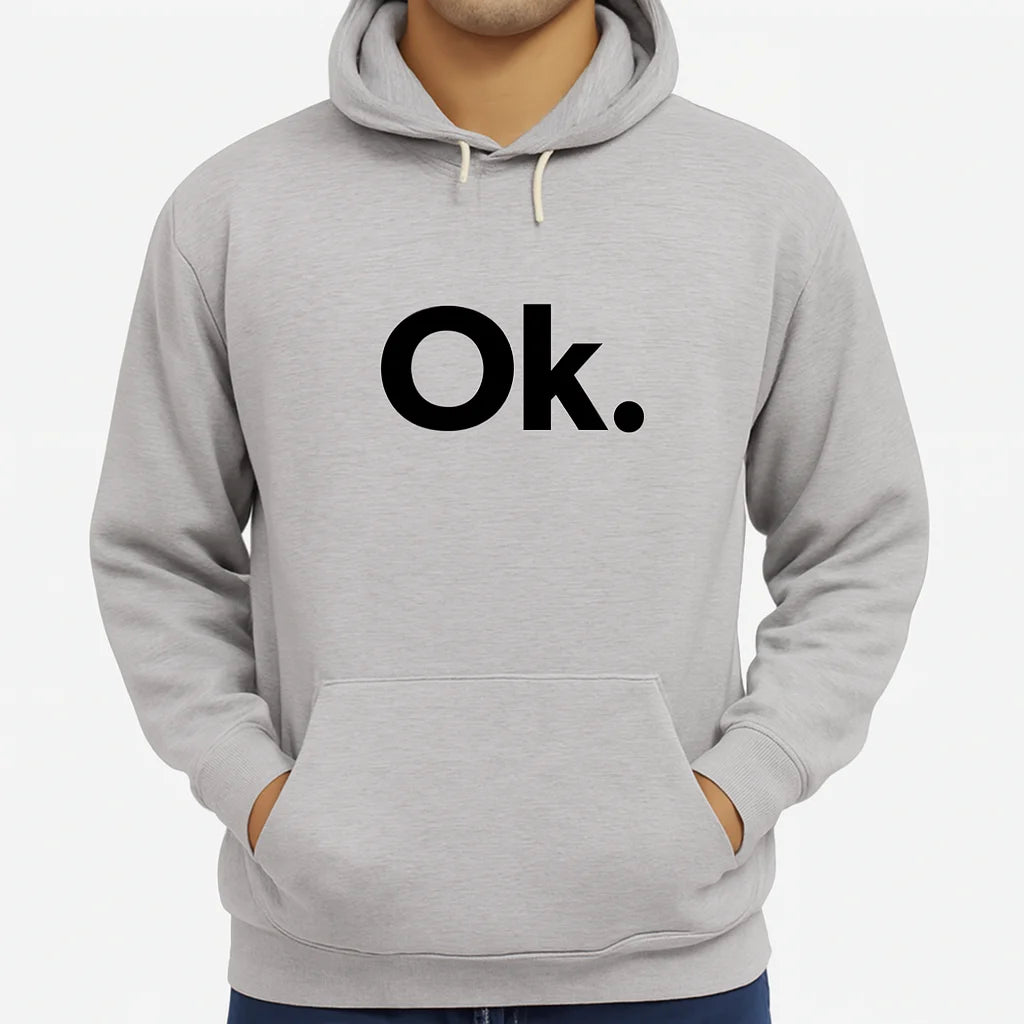 New Summer Collection Full Grey Hoodie – “OK” Printed for Girls & Boys (Extra Large)