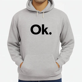 New Summer Collection Full Grey Hoodie – “OK” Printed for Girls & Boys (Extra Large)