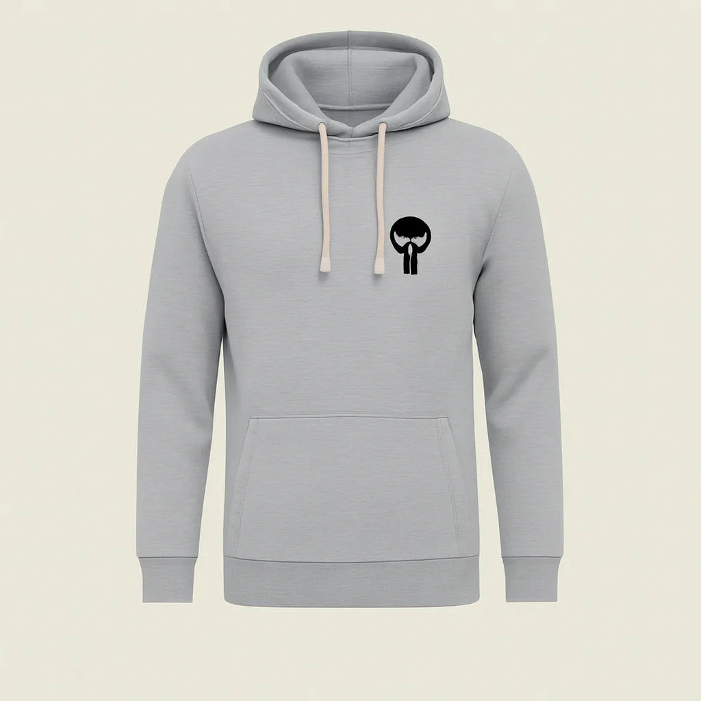 Printed Grey Hoodie for Teens & Adults – Black Skull Graphic, Premium Fabric & Streetwear Style