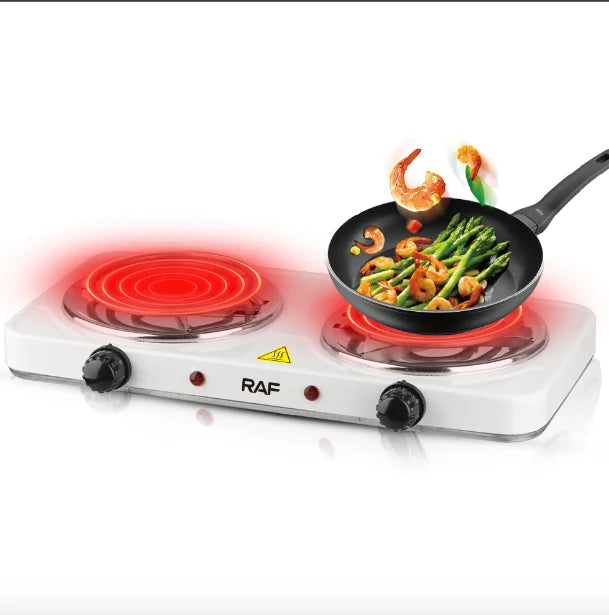 RAF Electric Stove – Dual Coil Burner, Fast Heating & Easy-to-Clean Portable Cooktop | Efficient Electric Cooking Stove for Home & Office