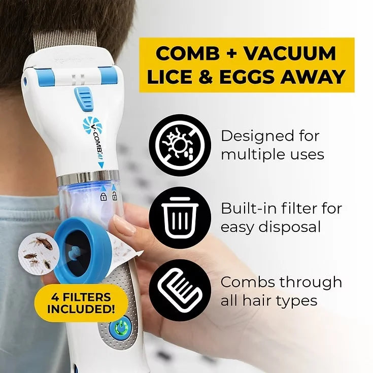 LICETEC V-COMB Electric Head Lice Remover – Chemical-Free Vacuum & Comb System for Safe, Effective Lice and Nit Removal - Chaudhary Brand Store 