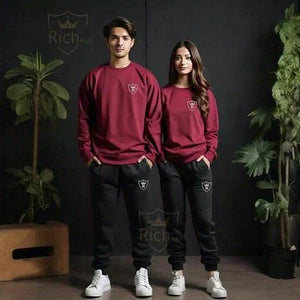 2 Pcs Unisex Fleece Plain Track Suit – Comfortable Sweatshirt & Jogger Set for Everyday Wear - Chaudhary Brand Store 
