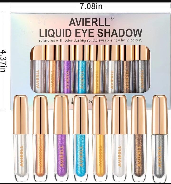 8 Pcs Glitter Eyeshadow – Liquid Metallic Shimmer Set