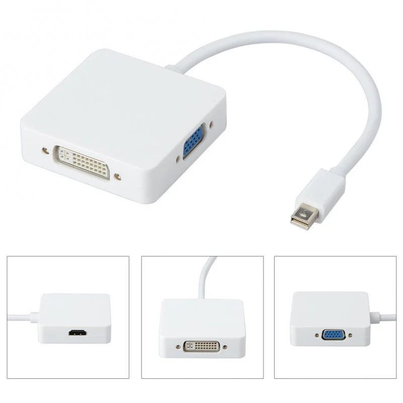 3-in-1 Mini DisplayPort to HDMI / DVI / VGA Cable Adapter – Multiport Converter Chaudhary Brand Store