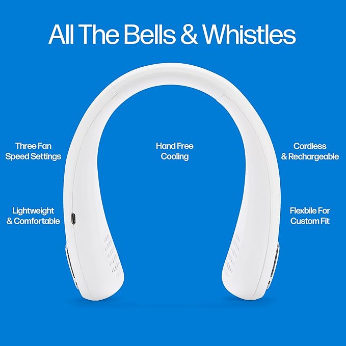 Arctic Air Freedom Wearable Neck Fan & Air Purifier | USB Rechargeable 3-Speed Personal Cooler for Indoor Outdoor Travel