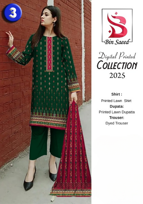 3 Piece Digital Printed Lawn Unstitched Suit - New Collection 2025 for Women! - CHAUDHARY BRAND STORE