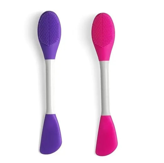 Double Ended Silicone Face Mask & Cleansing Brush | Soft Reusable Skincare Applicator | Pack of 2
