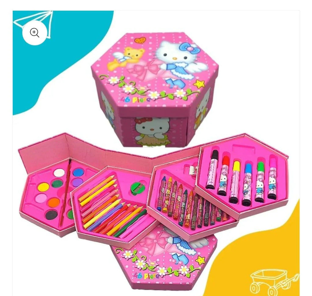 46 Pcs Painting Colour Kit For Kids, Fun Disney/cartoon Character Art Set - Chaudhary Brand Store 