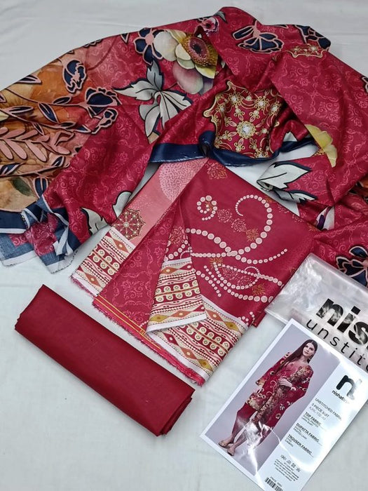 3 Piece Digital Printed Lawn Ladies Unstitched Suit New Collection - CHAUDHARY BRAND STORE