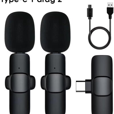 K9 Dual Wireless Lavalier Microphone | Plug & Play USB Type-C | Mic with Auto Sync & Noise Reduction