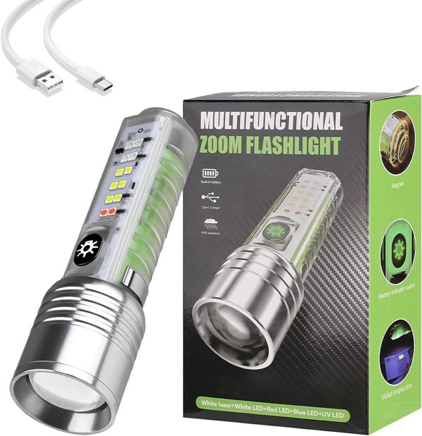 520a Super Bright Flashlight Rechargeable Long Range 8 Modes Portable Flashlight For Emergency, Camping, Hiking | Water Proof Flashlight | Zoom Flashlight