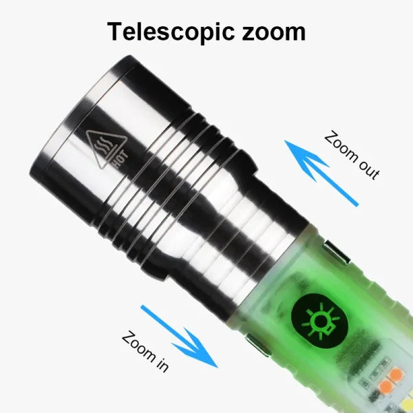 520a Super Bright Flashlight Rechargeable Long Range 8 Modes Portable Flashlight For Emergency, Camping, Hiking | Water Proof Flashlight | Zoom Flashlight