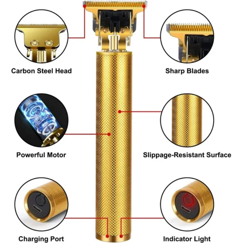 Professional T9 Hair & Beard Trimmer | Semi-Metal Body | Rechargeable Cordless Precision Clipper