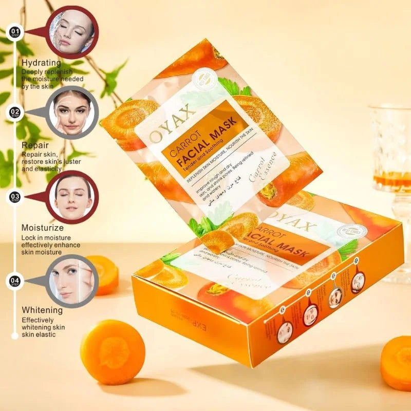 Pack of 2 | Beauty Skin Carrot Sheet Mask | Moisturizing, Brightening & Nourishing Facial Mask