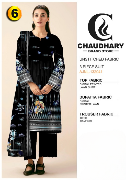 3 Piece Digital Printed Lawn Ladies Unstitched Suit New Collection - CHAUDHARY BRAND STORE