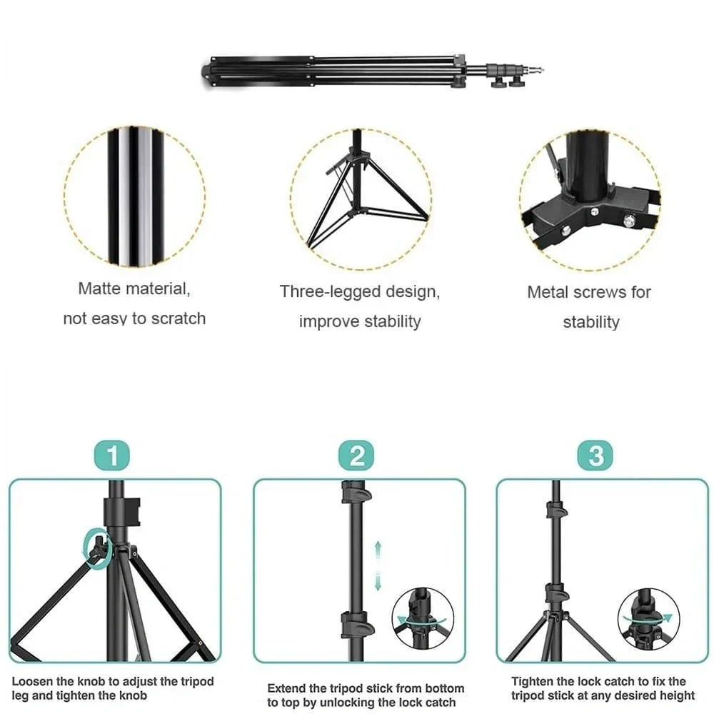 7 Feet Tripod Photography Light Camera Stand Adjustable Height With 1/4 Screw Head For Ring Light - Chaudhary Brand Store 