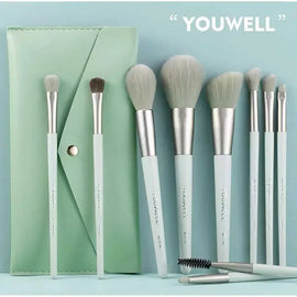 7 Pcs Makeup Brush Set Complete Lip Brush Eye Shadow Loose Powder Brush Beauty Tools With Pouch (green) - Chaudhary Brand Store 