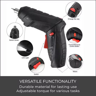 47-Piece Foldable Wireless Electric Screwdriver Kit with Adjustable Torque & USB Charging