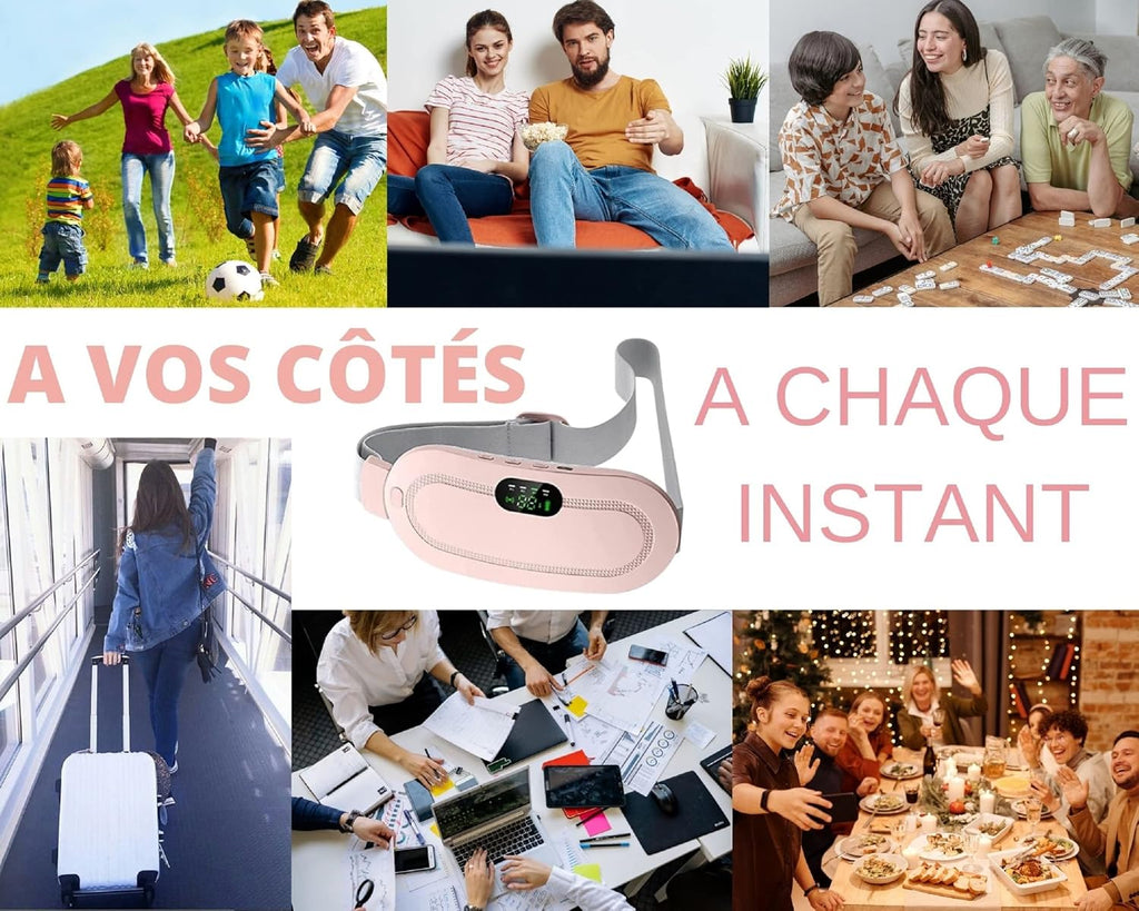 Digital Period Heating Pad & Vibrating Belt | 3 Heat Levels, 4 Massage Modes | Fast Relief for Menstrual Cramps