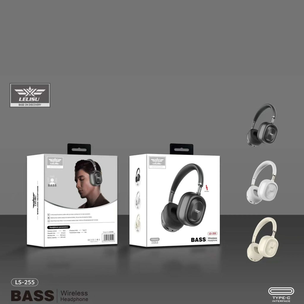 Lelisu LS-255 Bass Wireless Headphones | Bluetooth Over-Ear Headset | Type-C Charging