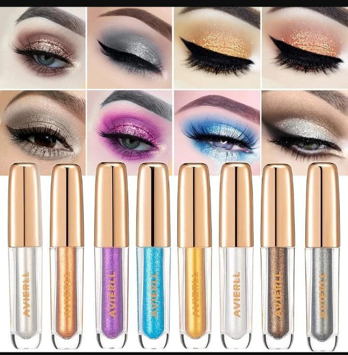 8 Pcs Glitter Eyeshadow – Liquid Metallic Shimmer Set