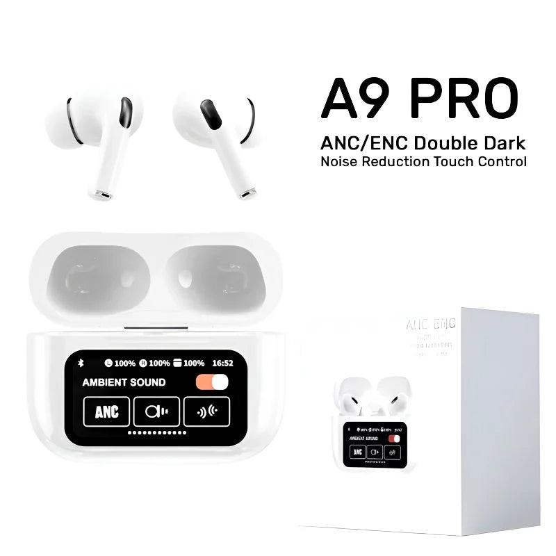 A9 Pro Wireless AirPods | Smart Touch Screen Control, ENC Noise Reduction, High Quality Sound