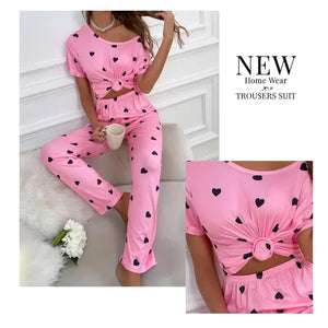 Adorable Soft Pink Nightdress with Playful All-Over Black Heart Prints - Chaudhary Brand Store 