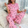 Adorable Soft Pink Nightdress with Playful All-Over Black Heart Prints - Chaudhary Brand Store 