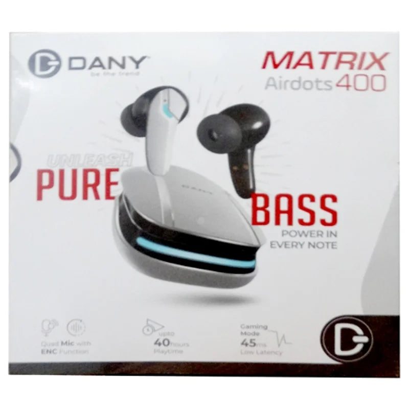 Dany Matrix Airdots 400 True Wireless Earbuds | Quad Mic ENC, Gaming Mode, 40H Playtime