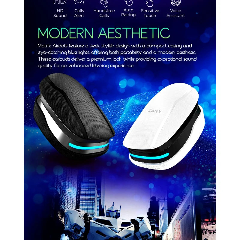 Dany Matrix Airdots 400 True Wireless Earbuds | Quad Mic ENC, Gaming Mode, 40H Playtime