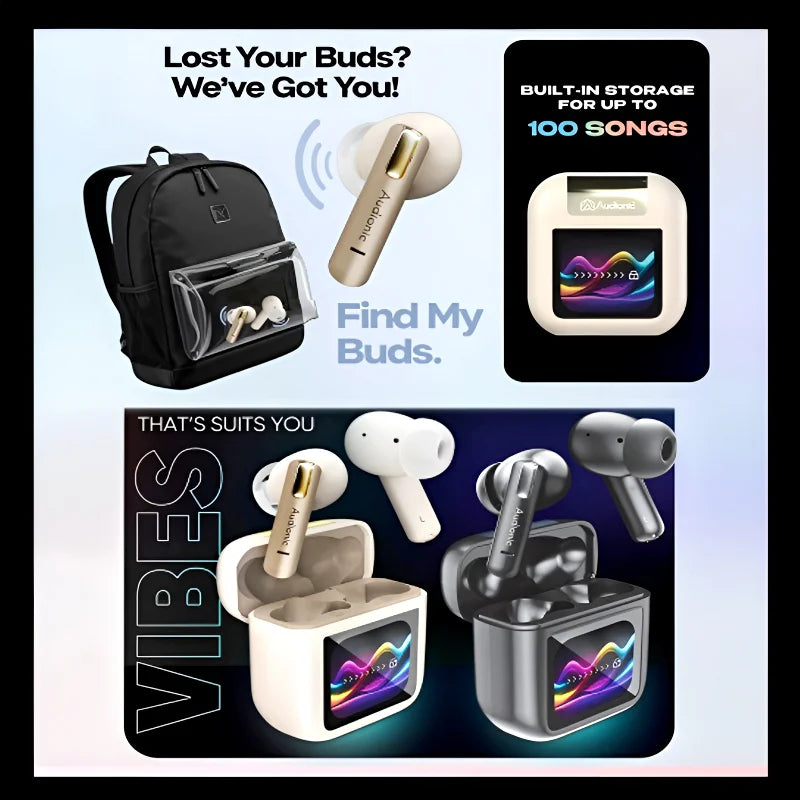 Audionic Trance Airbud 810 Smart Touch Display Earbuds | ANC, Quad Mic, High-Quality Sound, 20H Playtime