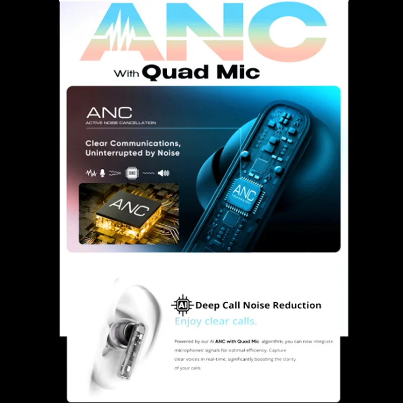 Audionic Trance Airbud 810 Smart Touch Display Earbuds | ANC, Quad Mic, High-Quality Sound, 20H Playtime