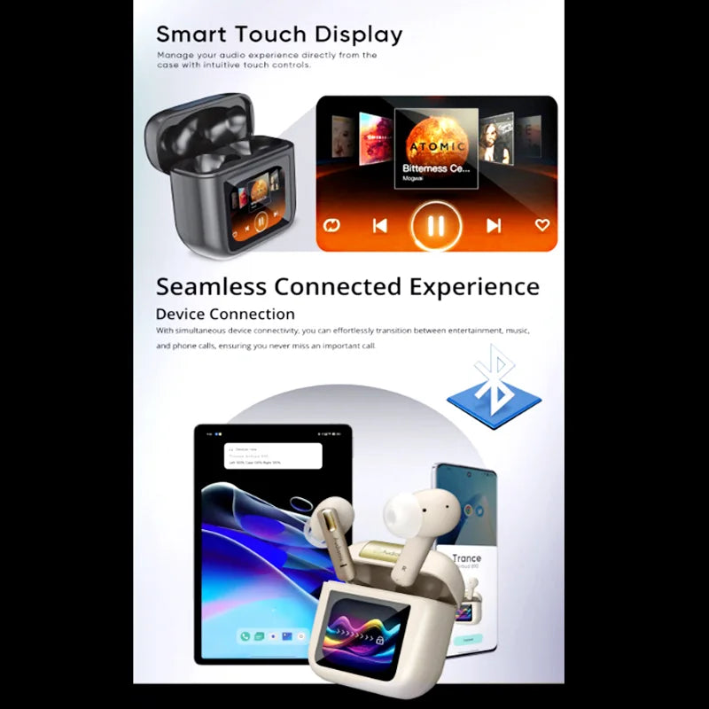 Audionic Trance Airbud 810 Smart Touch Display Earbuds | ANC, Quad Mic, High-Quality Sound, 20H Playtime