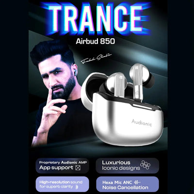 Audionic Trance Airbud 850 Wireless Earbuds | Hexa Mic ANC, 50H Playtime, 45ms Low Latency, BT 5.4 TWS